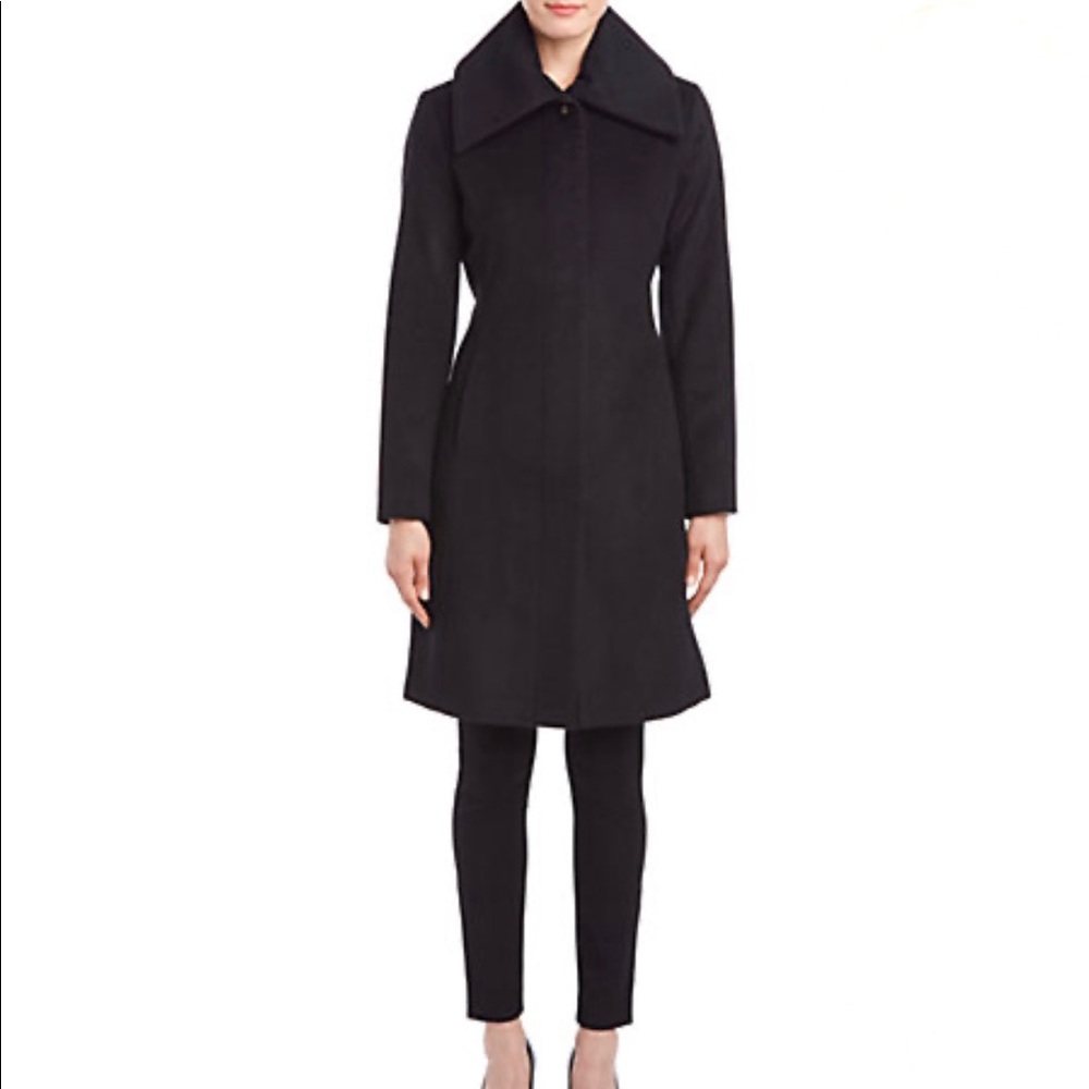 Black dress coat. Cole Haan Signature single breasted wool coat